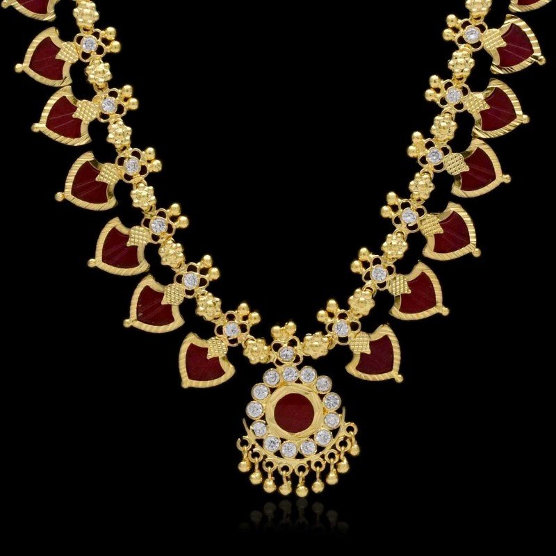Buy Gold Plated Traditional Palakka Necklace online|Kollam Supreme
