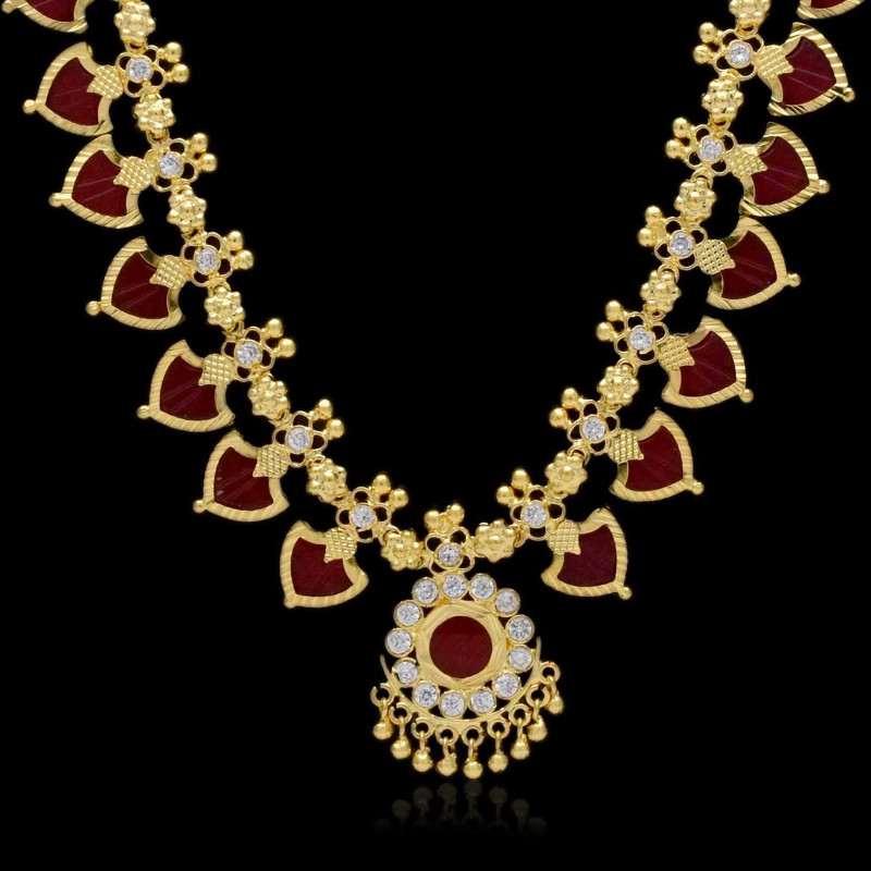 Buy Gold Plated Traditional Palakka Necklace online|Kollam Supreme