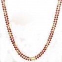 Premium Gold plated Double Strand Red Coral Beads Chain Mala