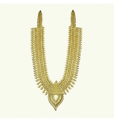 Gold Plated Broad Bridal Mango Long Haram/Chain with Pendant