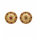Gorgeous Gold Plated Round Floral Stone Ear Studs
