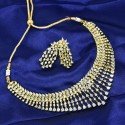 Stunning Premium Gold Plated Broad Stone Necklace Set