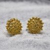 Gold Plated Big Semiprecious Stone Floral Studs