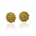 Gold Plated Big Semiprecious Stone Floral Studs