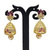 Grand Premium Gold Cubic Zirconia Ruby Jhumka/Jimikki Earrings