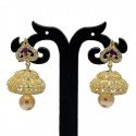 Party Wear Ruby and AD Stone Jhumka Earrings