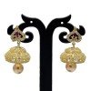 Attractive Gold Plated Ruby and AD Stone Jhumka Earrings