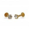 Gold Plated Small Single Stone Ear Studs