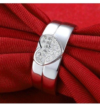 Silver Plated AD Couples Love Finger Ring