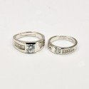 Silver Plated American Diamond Love Couples Finger Ring