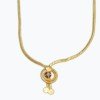 Gold Plated Chain with Attached Stone Pendant