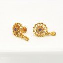 Appealing Gold Plated Floral Ear Studs with Drops