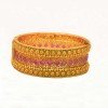 Bridal Antique Gold Plated Broad Ruby Screw Bangle