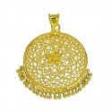 Elegant Gold Plated Intricate Design Round Net Pendant