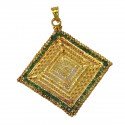 Gold Plated Ruby and Emerald Diamond Shape Pendant