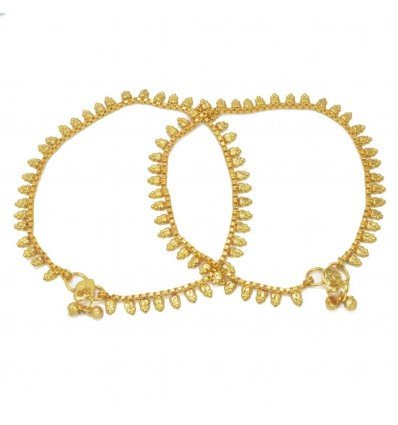 Micro Gold Plated Link Chain Designer Anklets Payal for Girls