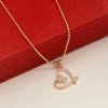 Cute Rose Gold and Silver Heart Pendant with Chain