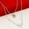 Cute Silver Tone Double Layer Chain With Heart Pendant