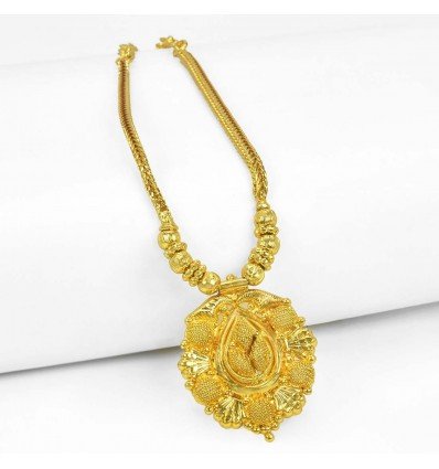Gold Plated Designer Chain with Mesh Pendant Necklace