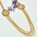 Gold Plated Ruby Big Floral Mogappu Multi-layer Necklace