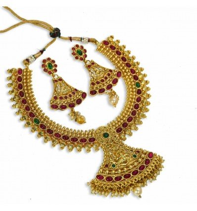 Traditional One Gram Antique Lakshmi Necklace