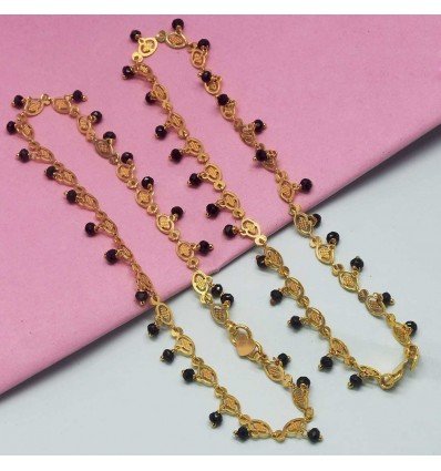 Stylish Gold Plated Black Crystal Anklets For Women