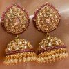 Stylish Kundan Stone Antique Gold Plated Jhumka Earrings