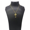 Gold Plated Cz Stone Floral Round Pendant Necklace