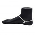 Trendy Silver Tone Flat Designer Chain Anklets With Bells that Jingle