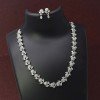 Silver Polish American Diamond Floral Necklace Set