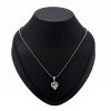 Silver Polished White Stone Heart Pendant With Ball Chain