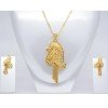Gold Plated Big Designer Pendant With Chain Set