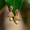 Stunning Gold Plated Ruby stones Small Jhumka Earrings