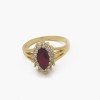 Dainty Oval Red And Cz Stone Finger Ring