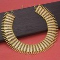 Antique Gold Plated Broad Matte Finish Ruby Necklace