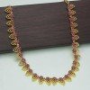 Antique Gold Plated Matte Floral Ruby Mango Necklace