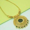Stunning Gold Plated Big Green Palakka Pendant Necklace