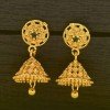 Small Daily Wear Gold Plated Green Stone Jhumka Earrings