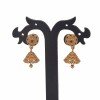 Small Daily Wear Gold Plated Green Stone Jhumka Earrings