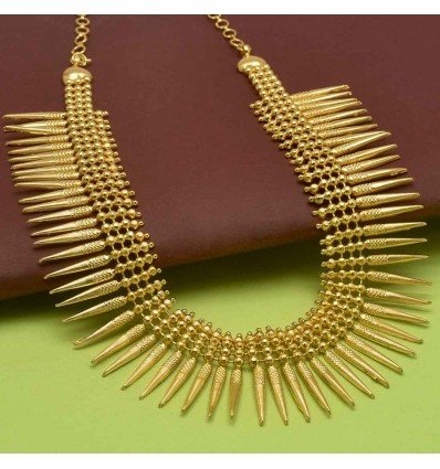 Contemporary Gold Plated Jasmine Buds Spike Necklace