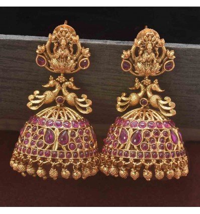 Premium Antique Kemp Lakshmi Jhumkha Earrings