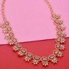 American Diamond Flower Necklace With Pink Stones