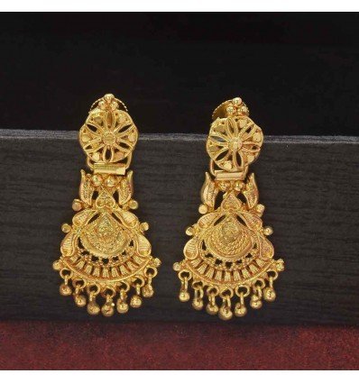 Kollam Supreme Gold Plated Bridal Golden Drop Earrings