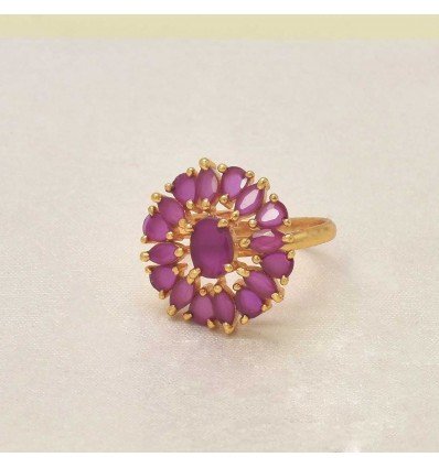 Premium Gold Plated Ruby Adjustable Finger Ring