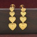 Beautiful Gold Plated Three Step Heart Drop Earrings
