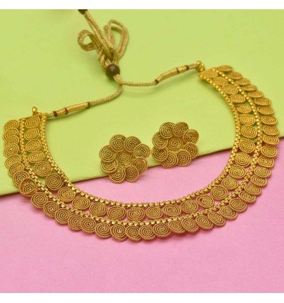 Antique Double Layer Jalebi Necklace Set