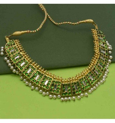 Original Temple Green Poothali Necklace For Dance
