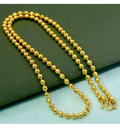 Gold Plated Simple Bead Chain For Girls 18 Inch