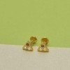 Gold Plated Triple Stone Ear Studs/Nose Stud/Second Studs