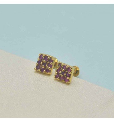 Gold Plated Ruby Stone Tiny Kids Studs Second Studs Nose stud